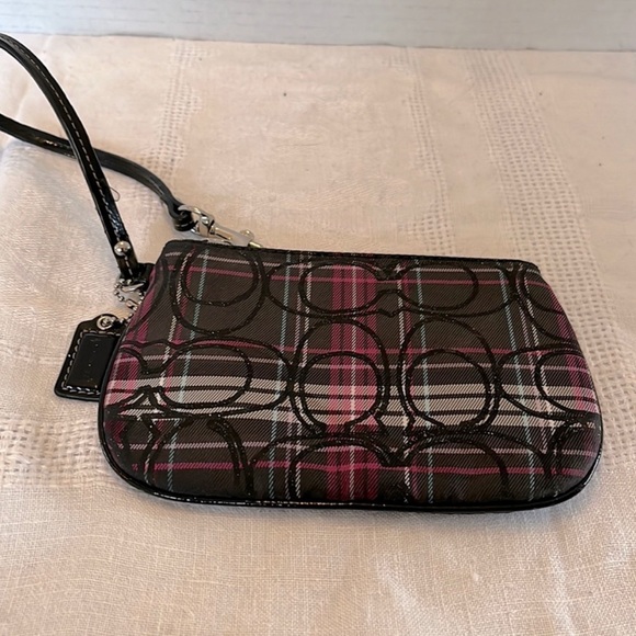 Coach Handbags - Coach Poppy Wristlet Tartan Plaid in Pink and Black with Stripes